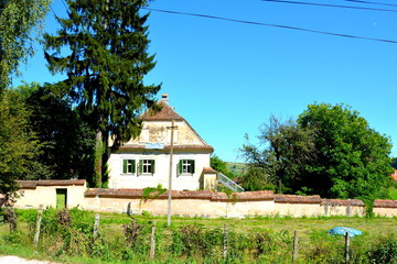 Typical rural landscape and peasant houses in Soars, Transylvania,Romania