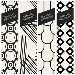 Abstract concept vector monochrome geometric pattern. Black and white minimal background. Creative illustration template. Seamless stylish texture. For wallpaper, surface, web design, textile, decor.