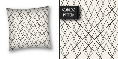 Abstract concept vector monochrome geometric pattern. Black and white minimal background. Creative illustration template. Seamless stylish texture. For wallpaper, surface, web design, textile, decor.