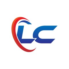 modern dynamic vector initial letters logo lb with circle swoosh red blue