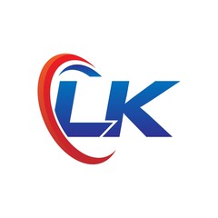 modern dynamic vector initial letters logo lb with circle swoosh red blue