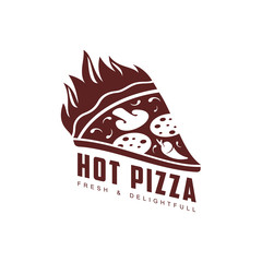 vector flat pizza slice hot icon pictogram. Isolated illustration on a white background. Pizzaria , delivery company brand , logo ready to use design. Restaurant, cafe menu decoration object