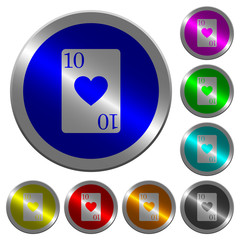 Ten of hearts card luminous coin-like round color buttons