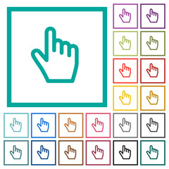 Hand cursor flat color icons with quadrant frames