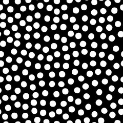 Black and white chaotic spots abstract seamless pattern, vector