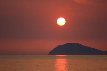 Sunset on Adriatic sea in Croatia