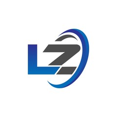 vector initial logo letters lz with circle swoosh blue gray