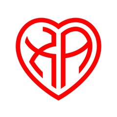initial letters logo xa red monogram heart love shape