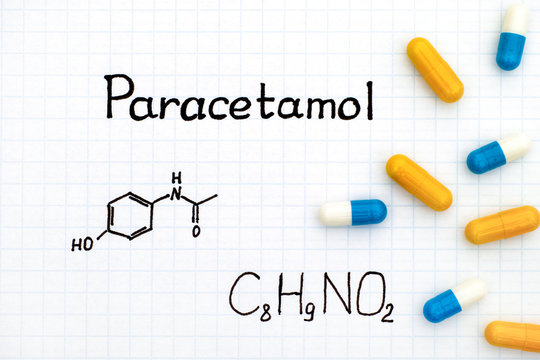 Chemical formula of Paracetamol and some pills