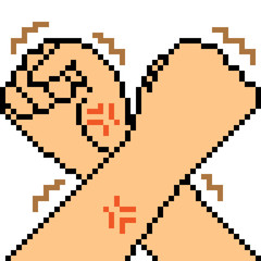 vector pixel art hand sign arm wrestling
