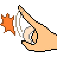 vector pixel art hand sign flick