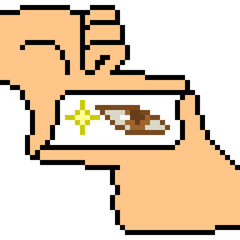 Fototapeta premium vector pixel art hand sign see