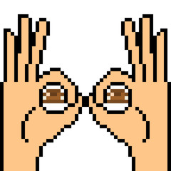 Fototapeta premium vector pixel art hand sign peek