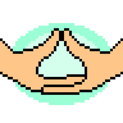 Fototapeta premium vector pixel art hand sign meditation