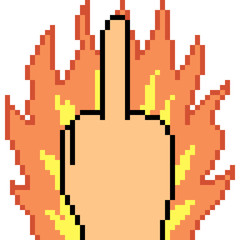 Fototapeta na wymiar vector pixel art hand sign middle finger