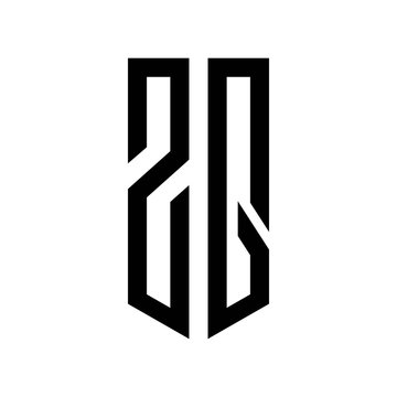 initial letters logo zq black monogram pentagon shield shape