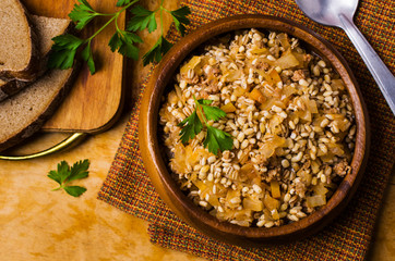 Pearl barley with vegetables
