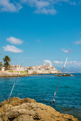 Fishing rod in Antibes, Cote d'Azur, France