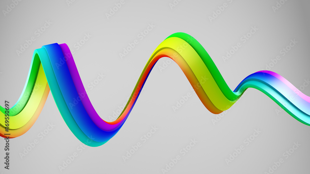 Poster rainbow spectrum gradient spiral 3d shape