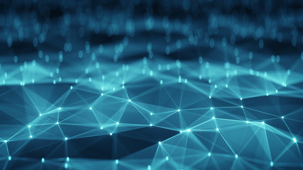 Futuristic network shape abstract rendering with DOF