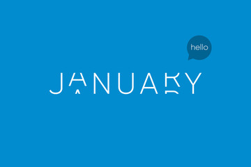 January logo with capitals letters in movement. Editable vector design.