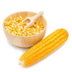 Dried corn maize isolated on the white background