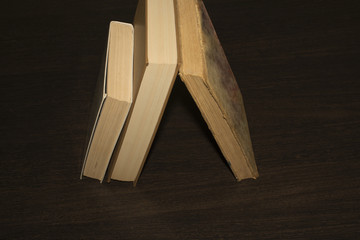 books on a wooden table