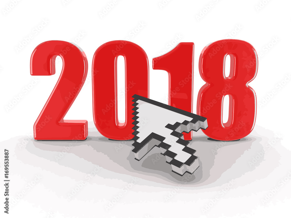 Poster cursor and 2018. image with clipping path