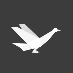 Japanese origami paper dove bird. Vector icon illustration