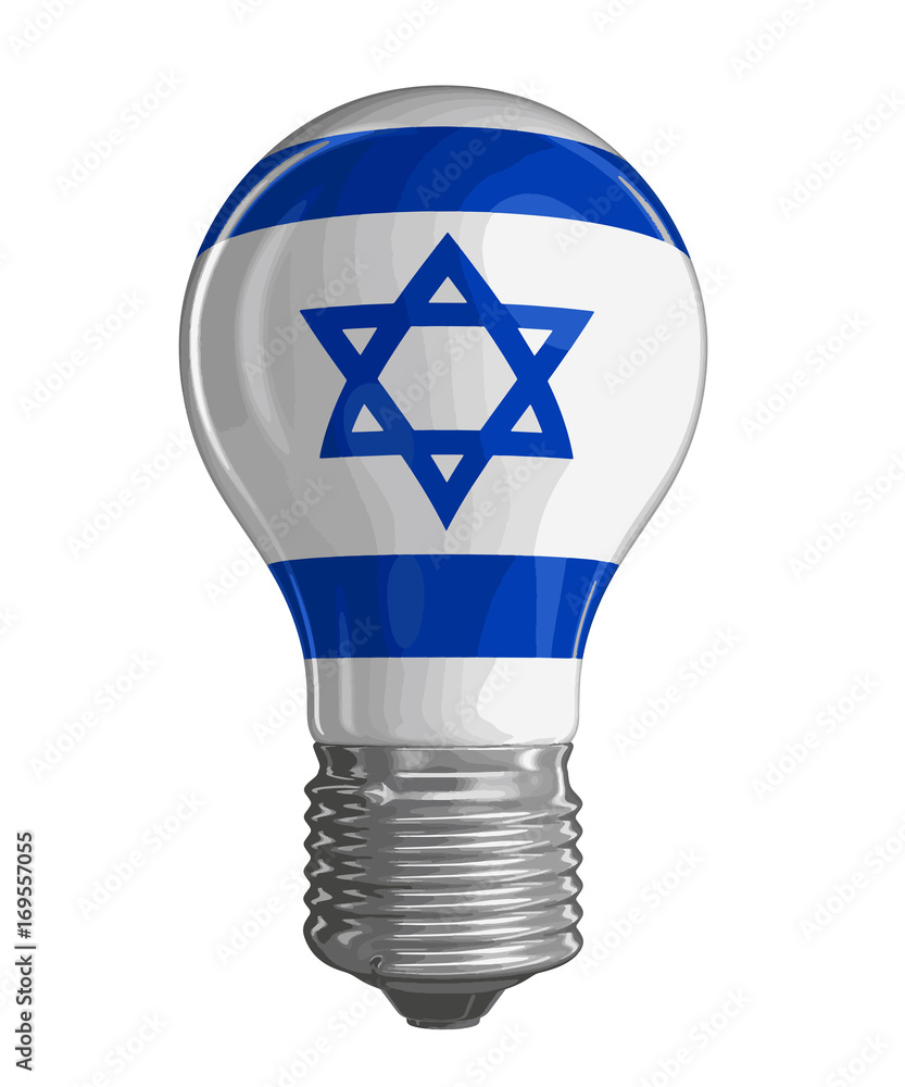 Poster light bulb with israeli flag. image with clipping path