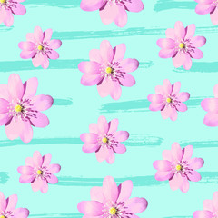 Nature Pattern with Pink Flowers