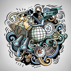 Nautical cartoon vector doodle illustration