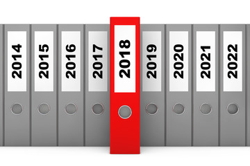 Office Folders with New Year 2018 Sign. 3d Rendering