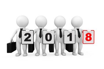 3d Businessmans with New 2018 Year Sign. 3d Rendering
