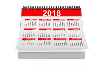 2018 Year Desktop Calendar. 3d Rendering