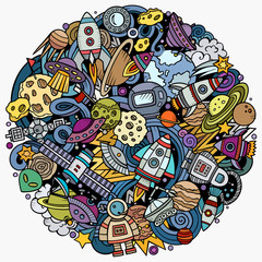 Cartoon vector doodles Space illustration