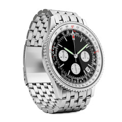 Luxury Classic Analog Men's Wrist Silver Watch. 3d Rendering