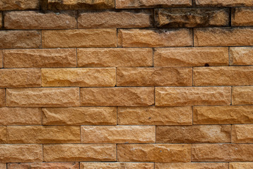 Background yellow of brick wall texture