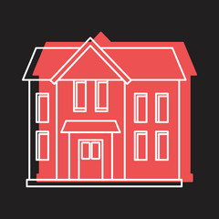 Red house doodle icon vector illustration for design and web isolated