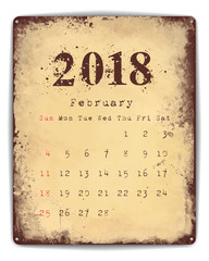 2018 Tin plate calendar February