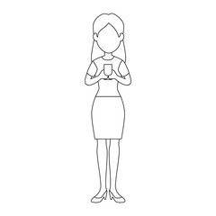 woman using a smartphone icon over white background vector illustration