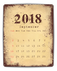 2018 Tin plate calendar September