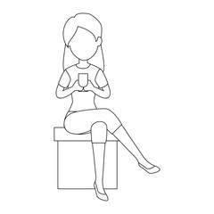 woman using a smartphone icon over white background vector illustration