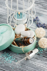 SPA composition with essential oil, lavender flowers