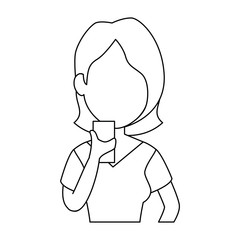 woman using a smartphone icon over white background vector illustration