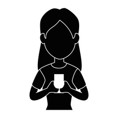 woman using a smartphone icon over white background vector illustration