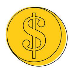 money coin icon over white background vector illustration