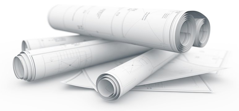 blueprint rolls isolated on white background Stock Illustration | Adobe  Stock