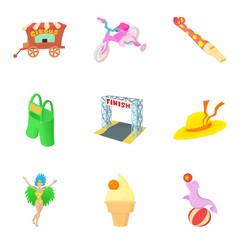 Finish icons set, cartoon style