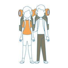 couple of camping people icon over white background vector illustration